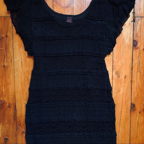 Material Girl Black Layered Ruffle Lace Dress - Picture 2 of 4